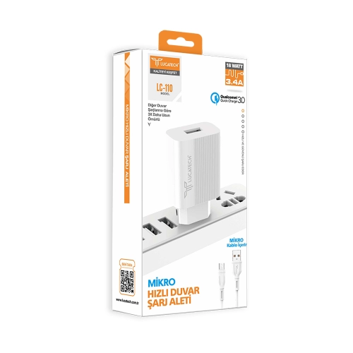 Lucatech LC110 3.4A Hızlı Micro Ev Şarj Aleti Lucatech LC110 3.4A Hızlı Micro Ev Şarj Aleti
