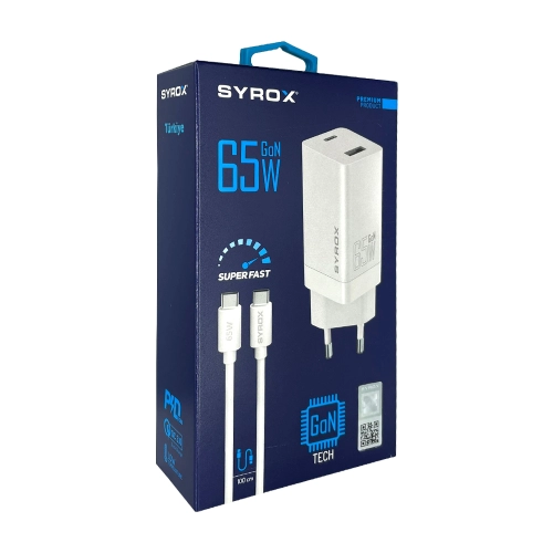 Syrox GAN65T 65W Type-c To Type-c Quick Pd Şarj Syrox GAN65T 65W Type-c To Type-c Quick Pd Şarj