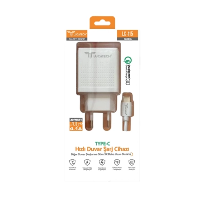 Lucatech Lc115 Type-c 4.1A Şarj Aleti 20W Lucatech Lc115 Type-c 4.1A Şarj Aleti 20W