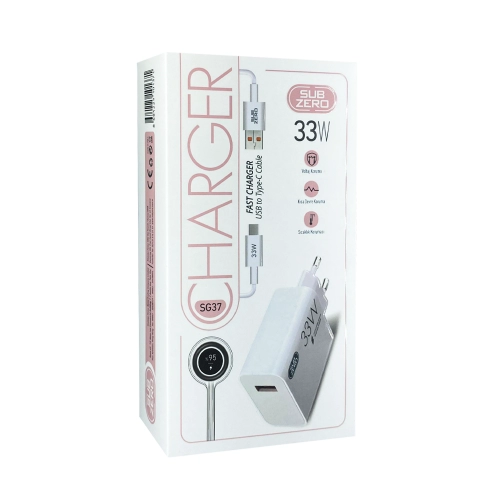 Subzero Sg37 Fast Type-c Ev Şarj | 33W Subzero Sg37 Fast Type-c Ev Şarj | 33W