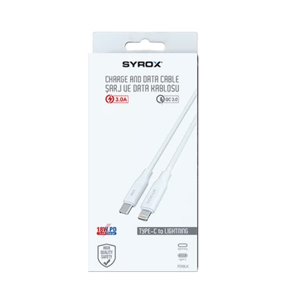 Syrox PD18LK 18 W 3.0 Amper Type-C to Iphone Pd Şarj Kablosu Syrox PD18LK 18 W 3.0 Amper Type-C to Iphone Pd Şarj Kablosu
