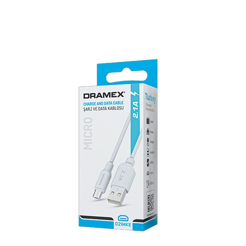 Dramex D21MKE Micro 2.1 Amper Eko Kutu Usb Kablo Dramex D21MKE Micro 2.1 Amper Eko Kutu Usb Kablo
