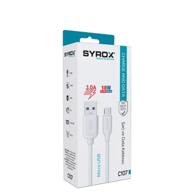 Syrox Syx-C107 Micro 3.0A 18w Hızlı Eco Kutu Usb Kablo Syrox Syx-C107 Micro 3.0A 18w Hızlı Eco Kutu Usb Kablo