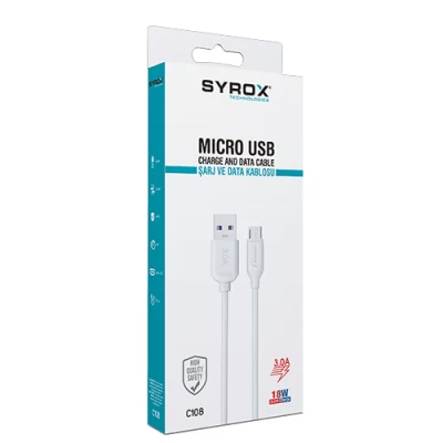 Syrox Syx-C108 Micro 3.0 Amper 18w Hızlı Usb Kablo Syrox Syx-C108 Micro 3.0 Amper 18w Hızlı Usb Kablo