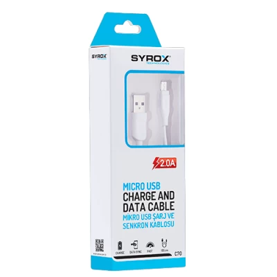 Syrox Syx-C70 Micro 1.2 Mt 2A Kablo Syrox Syx-C70 Micro 1.2 Mt 2A Kablo