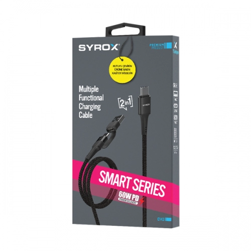 Syrox C143 Örgülü 2ın1 60W PD Type-c Kablo Syrox C143 Örgülü 2ın1 60W PD Type-c Kablo