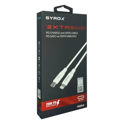 Syrox PD20LK Type-C to Iphone 20W Pd Şarj Kablosu Syrox PD20LK Type-C to Iphone 20W Pd Şarj Kablosu