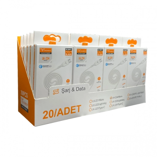 Lucatech LK-224 Micro 3.4A Şarj Kablosu (20 Adet) Lucatech LK-224 Micro 3.4A Şarj Kablosu (20 Adet)