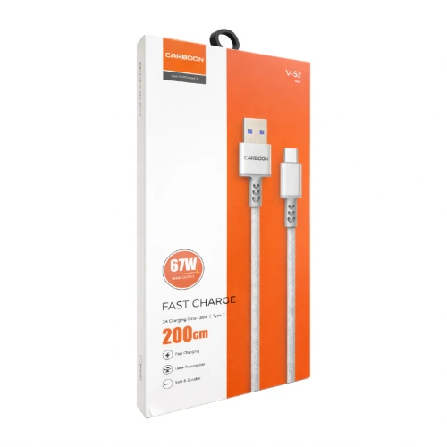 Carboon V52 Type-C Hızlı Şarj Kablosu | 3A 67W | 2 Metre