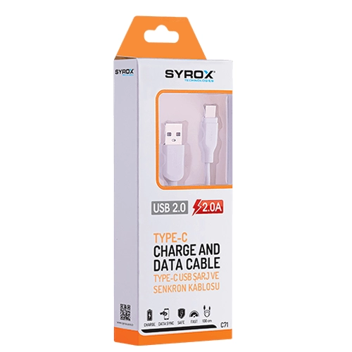 Syrox Syx-C71 Type-C 1.2 Mt 2A Kablo Syrox Syx-C71 Type-C 1.2 Mt 2A Kablo