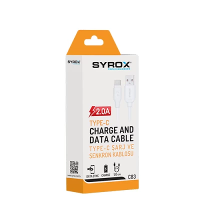 Syrox Syx-C83 Type-C 2A Kutu Kablo Syrox Syx-C83 Type-C 2A Kutu Kablo