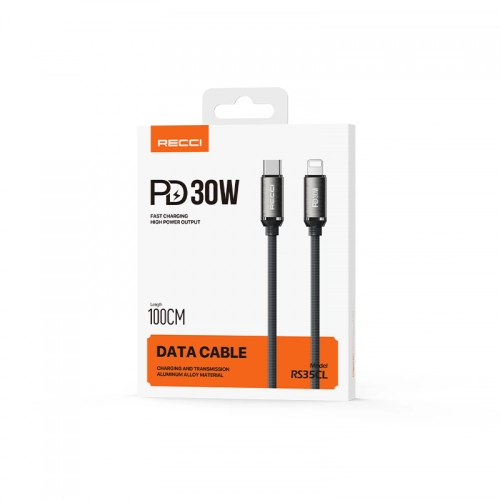 Recci RS35CL Type-C to Lightning PD 30W Hızlı Şarj Özellikli Örgülü Data ve Şarj Kablosu 1M Recci RS35CL Type-C to Lightning PD 30W Hızlı Şarj Özellikli Örgülü Data ve Şarj Kablosu 1M