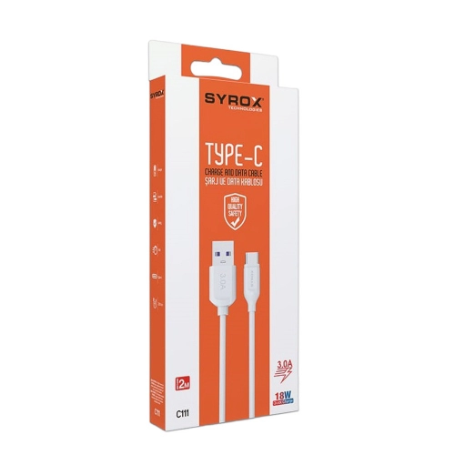 Syrox Syx-C111 Type-C 3.0 Amper 18w 2m Hızlı Usb Kablo Syrox Syx-C111 Type-C 3.0 Amper 18w 2m Hızlı Usb Kablo