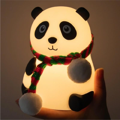 Büyük Panda Figürlü Masaüstü Dokunmatik Gece Lambası | 7 Renk Işık Döngüsü