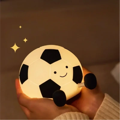 Futbol Topu Figürlü Masaüstü Dokunmatik Gece Lambası | 7 Renk Işık Döngüsü