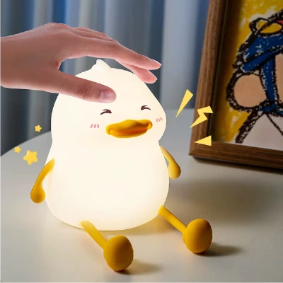 Ördek Figürlü Masaüstü Dokunmatik Gece Lambası | 7 Renk Işık Döngüsü