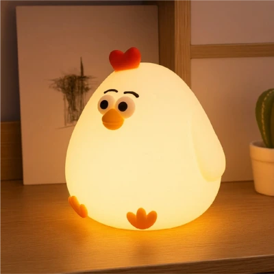Tavuk Figürlü Masaüstü Dokunmatik Gece Lambası| 2 Farklı Mod | Zaman Ayarlı