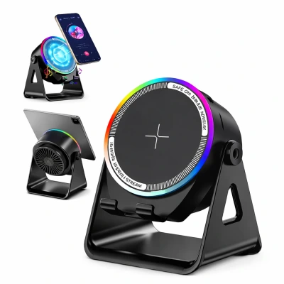 LK-20 RGB Işıklı Standlı İndüksiyon Speaker | Telefon Tutuculu | Kablosuz Ses İletimi