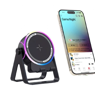 LK-20 RGB Işıklı Standlı İndüksiyon Speaker | Telefon Tutuculu | Kablosuz Ses İletimi