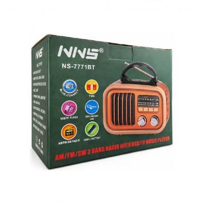 NNS NS-7771BT Nostalji Bluetooth Speaker | FM AM SW Radio
