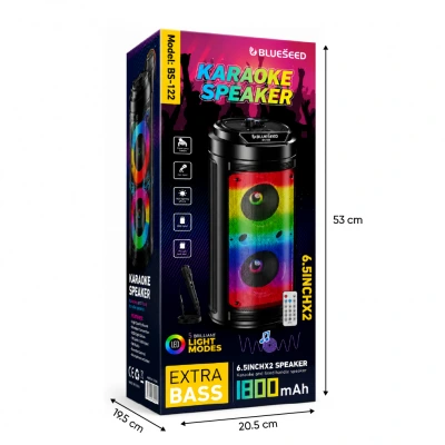 Blueseed BS-122 RGB Bluetooth Speaker 2 x 6.5" | Kablolu Mikrofon