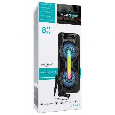 GTS-1702 Bluetooth Speaker | 8" x 2 | Mikrofon | Kumanda