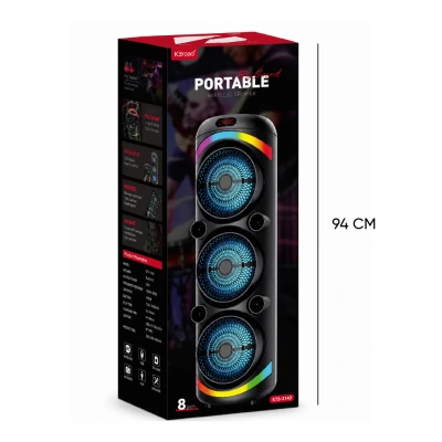 KTS-2143 RGB Bluetooth Speaker 3 x 8" | Çift Mikrofon | Dijital Gösterge