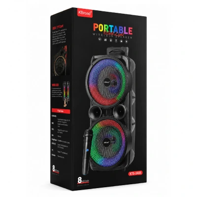 KTS-2465 RGB Bluetooth Speaker 2 x 8" | Kablosuz Mikrofon