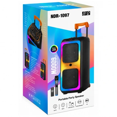 NDR-1097 8"x2 Bluetooth Işıklı Speaker | 6000W