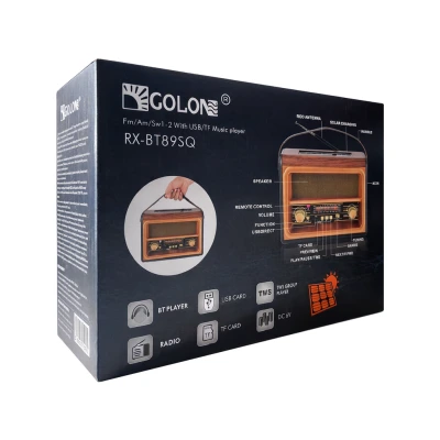 Golon RX-BT88S | RX-BT89S Büyük Nostalji Radyo Speaker | Güneş Enerjili