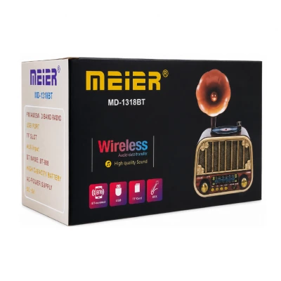 MD-1318BT Nostaljik Gramofon Ahşap Radyo | Bluetooth Speaker