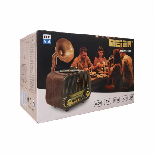 MD-1319BT Nostaljik Gramofon Ahşap Radyo | Bluetooth Speaker