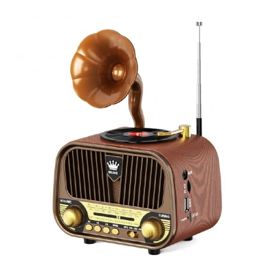 MD-1319BT Nostaljik Gramofon Ahşap Radyo | Bluetooth Speaker