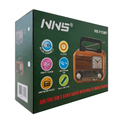 NNS Ns-7113BT Bluetooth Speaker | FM AM SW Radyo | Analog Saatli