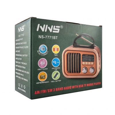 NNS NS-7771BT Nostalji Bluetooth Speaker | FM AM SW Radio