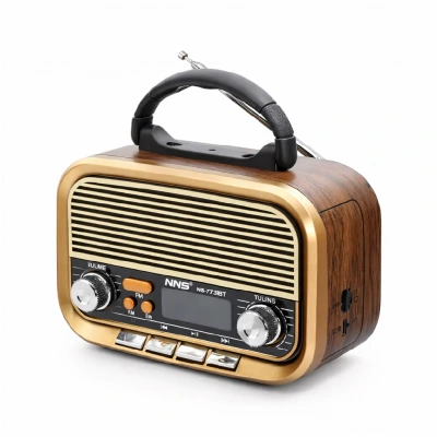 NNS NS-7773BT Nostalji Bluetooth Speaker | FM AM SW Radio | Saat