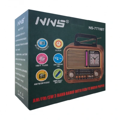 NNS Ns-7778BT Bluetooth Speaker | FM AM SW Radyo | Analog Saatli
