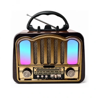 YG-7081BTS Güneş Enerjili Nostaljik Bluetooth Speaker | FM AM SW Radio | El Feneri