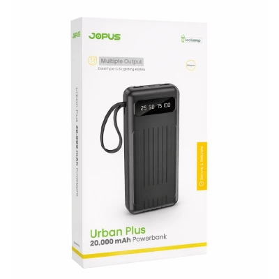 Jopus JP-P11 Urban Plus 20000 mAh Dijital Göstergeli Kablolu Powerbank | El Feneri