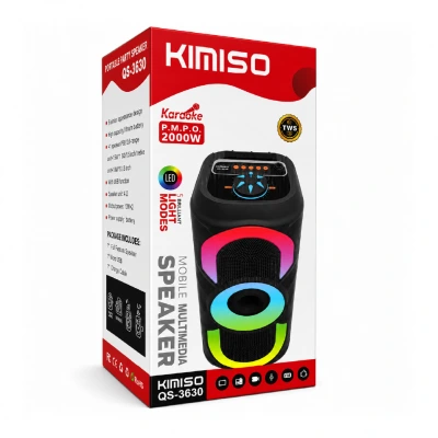 Kimiso QS-3629 | QS-3630 Bluetooth 2 x 4" RGB TWS Speaker | 2 x 10W | Çoklu Eşleşme