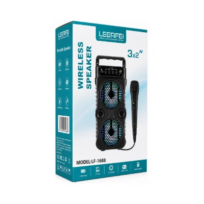 Leerfei LF-1688 Bluetooth Speaker 2x3" | Kablolu Mikrofon