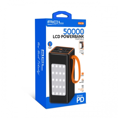 Acl PW55 50000 Mah Lcd Powerbank | Kamp Işığı | 22.5W Acl PW55 50000 Mah Lcd Powerbank | Kamp Işığı | 22.5W