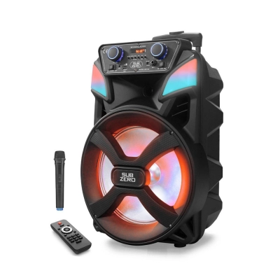 Subzero WR169 Profosyonel Işıklı Kablosuz Speaker 12" | Mikrofon | Kumanda