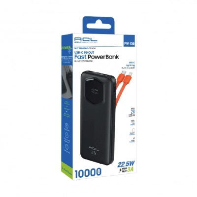 Acl PW-139 10000 Mah 22.5W 3A Powerbank | LCD Göstergeli | Kablolu