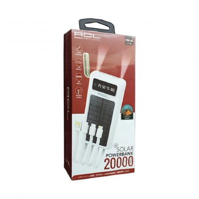 Acl PW60 20000mAh Güneş Enerjili 4lü Kablolu Powerbank