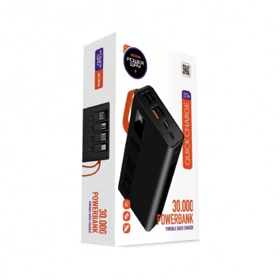 Powerway QC30S 22.5W 30000 mAh PD Kablolu Powerbank
