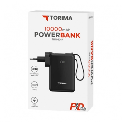 Torima Trm-1017 10000 mAh PD 22.5W Powerbank | 220V Priz Girişi |LCD Gösterge