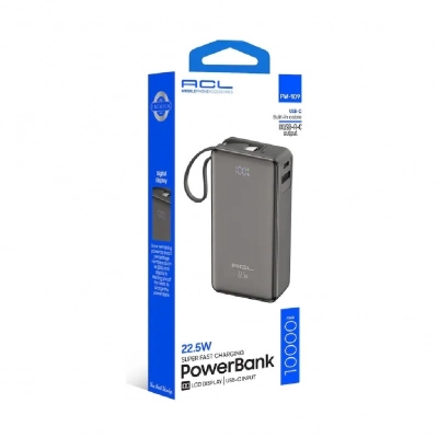 ACL PW-109 10000 Mah 22.5W Powerbank | LCD Göstergeli | Dahili Type-C Kablolu